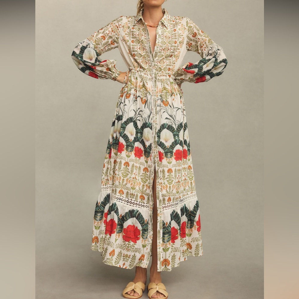 Anthropologie Button Down Printed Dress